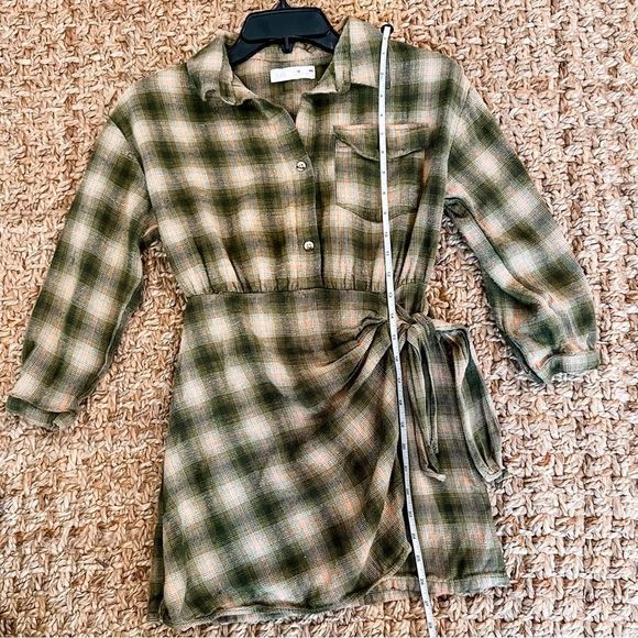 Zara Girls Plaid Side Tie Shirt Dress Size 10 - Picture 4 of 9